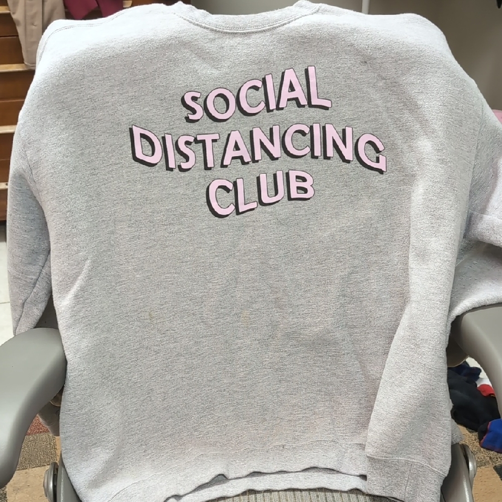 Gildan Premium Cotton Sweatshirt Tag - Gray with Blue Logo